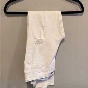 White high waisted ripped skinny jeans